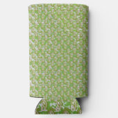 Een witte achtergrond met bruine stippen erop seltzer blikjeskoeler (Achterkant)