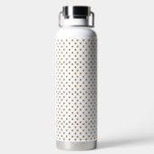 Een witte achtergrond met bruine stippen waterfles (Achterkant)