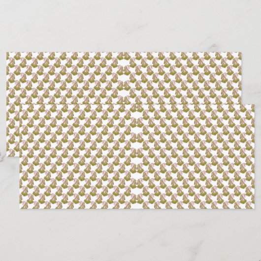 een witte achtergrond met daarop groene bladeren menu (Voorkant / Achterkant)