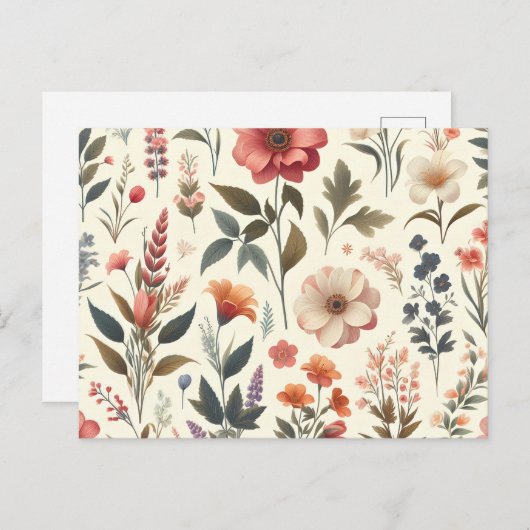 Een witte achtergrond met een bos bloemen erop uitnodiging briefkaart (Voorkant / Achterkant)
