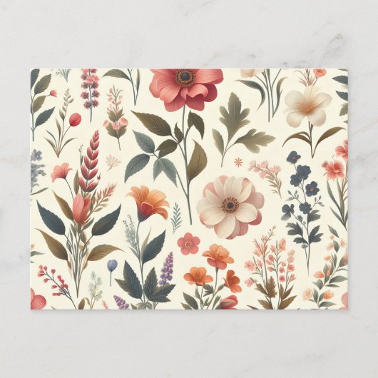 Een witte achtergrond met een bos bloemen erop uitnodiging briefkaart (Voorkant)