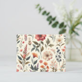 Een witte achtergrond met een bos bloemen erop uitnodiging briefkaart (Staand voorkant)