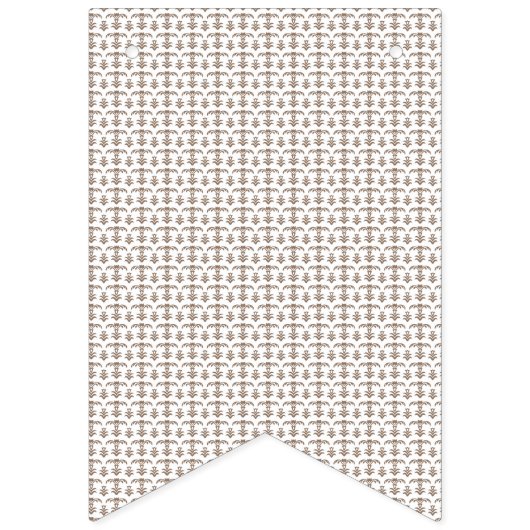 Een witte achtergrond met een bruin patroon erop vlaggetjes (Tweede vlag)