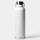 Een witte achtergrond met een patroon in het midde waterfles (Achterkant)