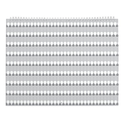 Een witte achtergrond met een patroon van cirkels kalender (Achterkant)