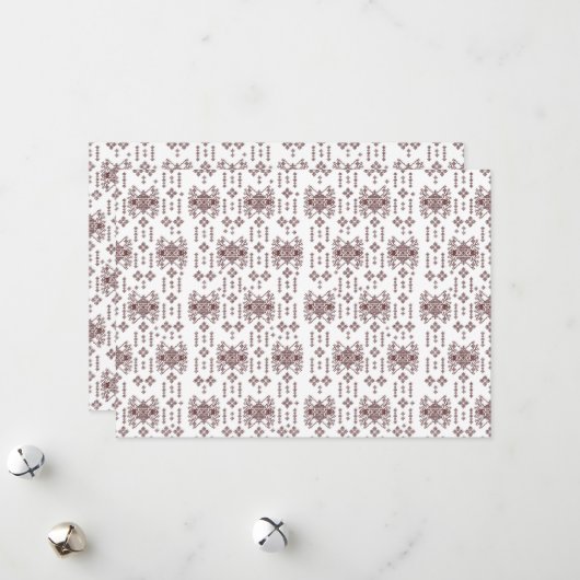 Een witte achtergrond met een rood patroon erop feestdagenkaart (Voorkant / Achterkant in situ)