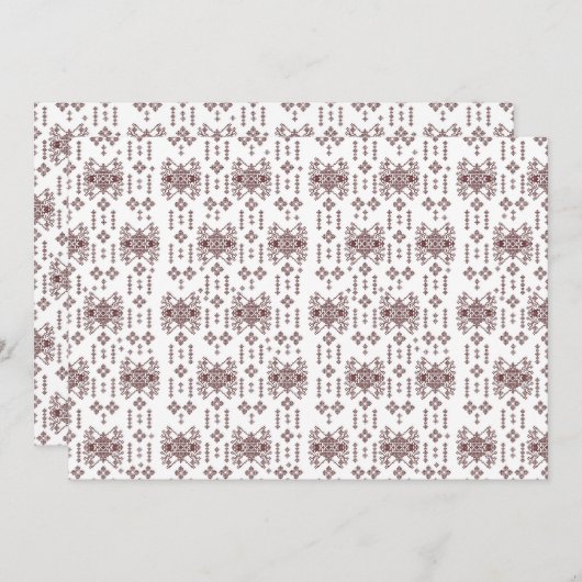 Een witte achtergrond met een rood patroon erop feestdagenkaart (Voorkant / Achterkant)