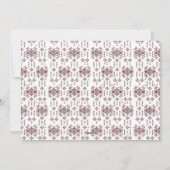 Een witte achtergrond met een rood patroon erop feestdagenkaart (Achterkant)