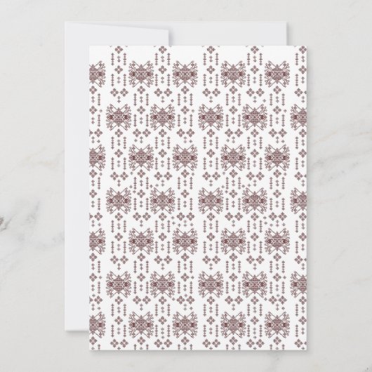 Een witte achtergrond met een rood patroon erop kaart (Achterkant)