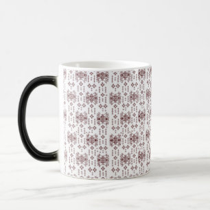 Een witte achtergrond met een rood patroon erop magische mok