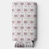 Een witte achtergrond met een rood patroon erop seltzer blikjeskoeler (Achterkant)