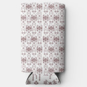 Een witte achtergrond met een rood patroon erop seltzer blikjeskoeler (Voorkant)