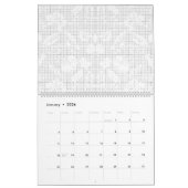 Een witte achtergrond met een speelse opstelling kalender (Jan 2026)