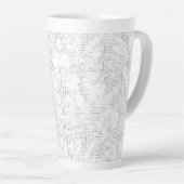 Een witte achtergrond met een speelse opstelling latte mok (Rechterhoek)