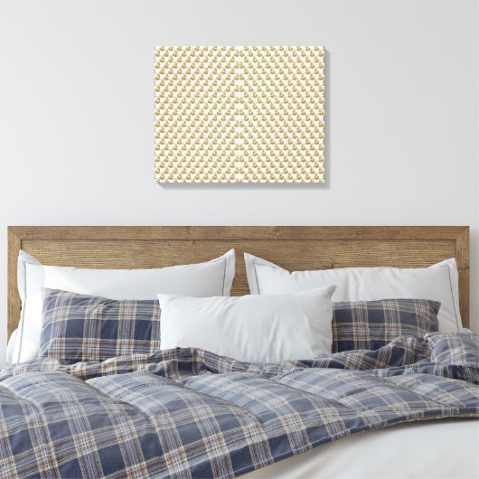 Een witte achtergrond met groene bladeren erop canvas afdruk (Insitu (Slaapkamer))