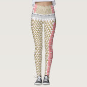 Een witte achtergrond met groene bladeren erop leggings (Voorkant)