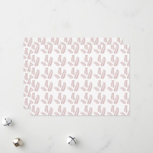 Een witte achtergrond met roze bladeren erop feestdagenkaart (Voorkant / Achterkant in situ)