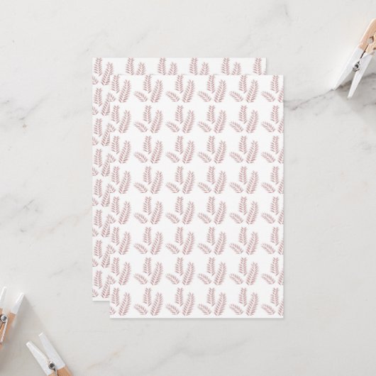Een witte achtergrond met roze bladeren erop kaart (Voorkant / Achterkant in situ)