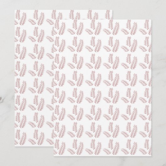 Een witte achtergrond met roze bladeren erop kaart (Voorkant / Achterkant)