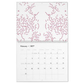 Een witte achtergrond met veel rode lijnen kalender (Feb 2027)