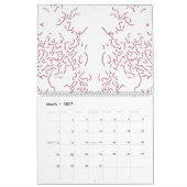 Een witte achtergrond met veel rode lijnen kalender (Mar 2027)