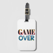 Een witte bagagelabel met de zin "GAME OVER" (Voorkant (verticaal))
