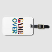 Een witte bagagelabel met de zin "GAME OVER" (Voorkant (horizontaal))