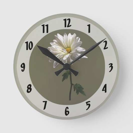 Een Witte Daisy Ronde Klok (Voorkant)