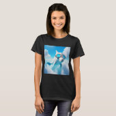 een witte dolfijn met een glas t-shirt (Voorkant volledig)