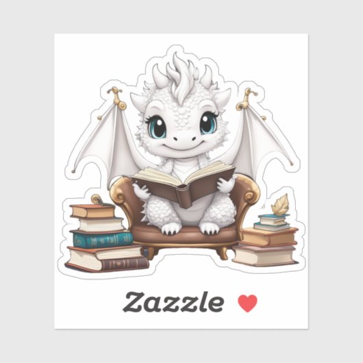 Een witte draak lezen Sticker (Vel)
