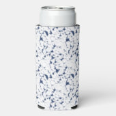 Een witte en blauwe achtergrond met een patroon seltzer blikjeskoeler (Seltzer Achterkant)