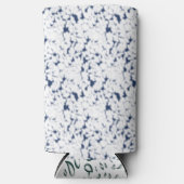 Een witte en blauwe achtergrond met een patroon seltzer blikjeskoeler (Voorkant)