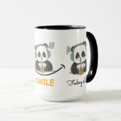 Een witte en zwarte grote maat Mok met schattige p (Voorkant rechts)