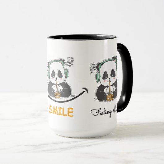 Een witte en zwarte grote maat Mok met schattige p (Voorkant rechts)