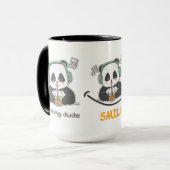 Een witte en zwarte grote maat Mok met schattige p (Voorkant links)