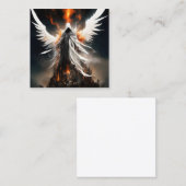 Een witte engel vrouw torent over een vernieling vierkante visitekaartje (Voorkant / Achterkant)