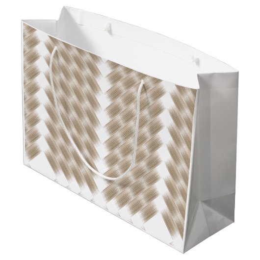 Een witte, gelijkzijdige driehoek in het midden op groot cadeauzakje (Achterkant Gekanteld)