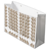 Een witte, gelijkzijdige driehoek in het midden op groot cadeauzakje (Voorkant Gekanteld)