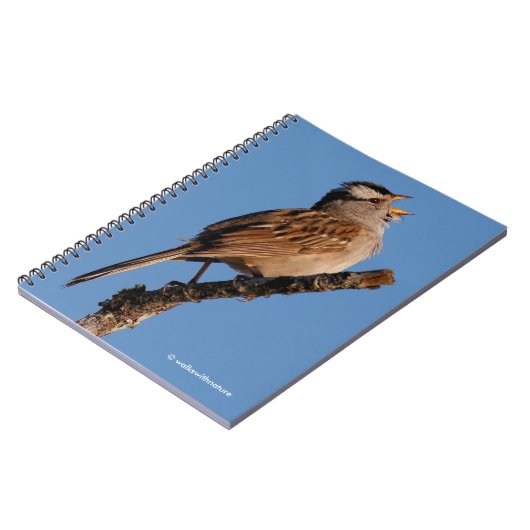 Een witte-Gesneden Sparrow Zingt aan de Zon Notitieboek (Linkerzijde)