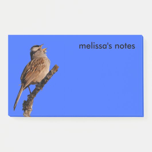 Een witte-Gesneden Sparrow Zingt aan de Zon Post-it® Notes (Voorkant)