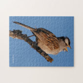 Een witte-Gesneden Sparrow Zingt aan de Zon van de Legpuzzel (Horizontaal)