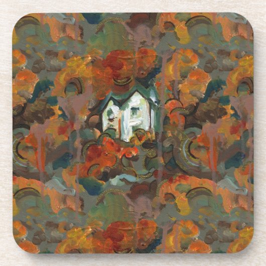 Een Witte Huis en Najaarsbomen Bier Onderzetter (Voorkant)