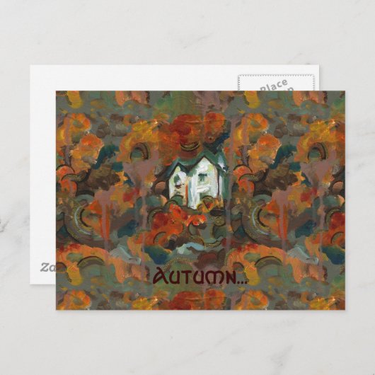 Een Witte Huis en Najaarsbomen Briefkaart (Voorkant / Achterkant)