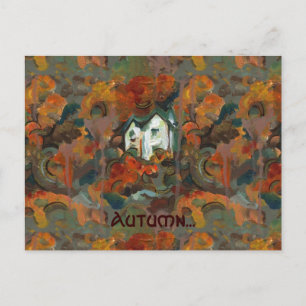 Een Witte Huis en Najaarsbomen Briefkaart