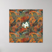 Een Witte Huis en Najaarsbomen Canvas Afdruk (Voorkant)