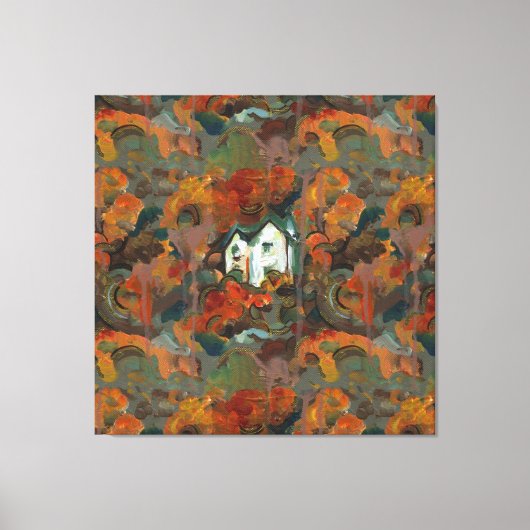 Een Witte Huis en Najaarsbomen Canvas Afdruk (Voorkant)