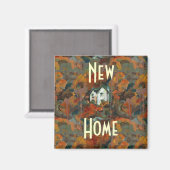 Een Witte Huis en Najaarsbomen Magneet (Voorkant / Achterkant)