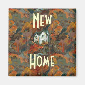 Een Witte Huis en Najaarsbomen Magneet (Voorkant)