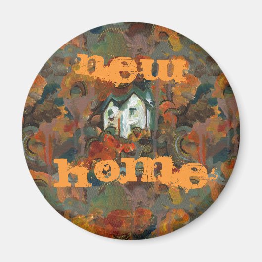 Een Witte Huis en Najaarsbomen Magneet (Voorkant)