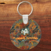 Een Witte Huis en Najaarsbomen Sleutelhanger (Voorkant)